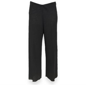 RONI BIS Black Lightweight Linen Blend Cropped Knit Pants V Front Waistb…